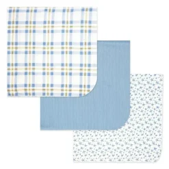 Rose Textiles - 3 Swaddles de malha Pk, xadrez azul Sale