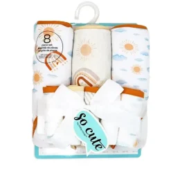 Rose Textiles - 3 toalhas com capuz com 5 toalhas de rosto, arco-íris de pêssego Best