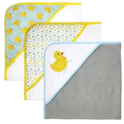 Rose Textiles - 3 toalhas com capuz com 5 toalhas de rosto, Aqua Duckies Online