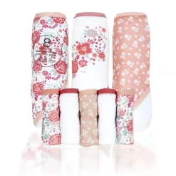 Rose Textiles - 3 Toalhas com Capuz com 5 Toalhas de Rosto, Buquê Rosa Clearance