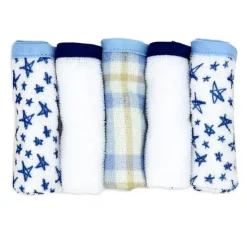 Rose Textiles - 3 Toalhas com Capuz com 5 Toalhas de Rosto, Azul Marinho Hello World New