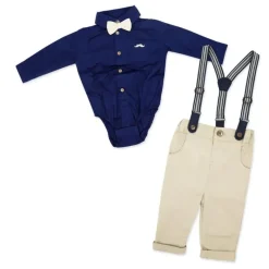 Rose Textiles - Baby Boys Suspender Bowtie Set, Navy Online
