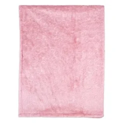 Rose Textiles - Cobertor de pelúcia prensado, damasco rosa Sale