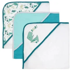 Rose Textiles - Conjunto de banho de 8 peças - 5 toalhas com capuz e 3 panos de rosto, Dino Online