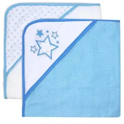 Rose Textiles - Conjunto de 2 toalhas com capuz, estrelas azuis Clearance