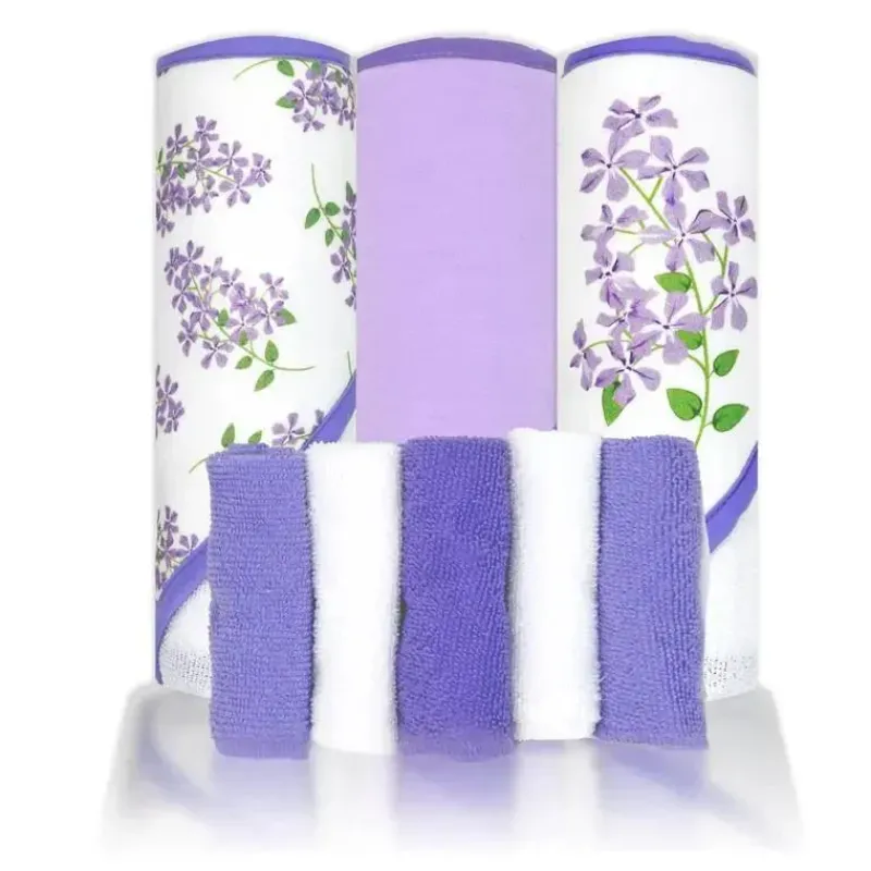 rose_textiles__conjunto_d_SKUJmwvgPOj_0.webp Rose Textiles - Conjunto de banho 8 unidades - 5 toalhas com capuz e 3 panos, floral roxo Sale