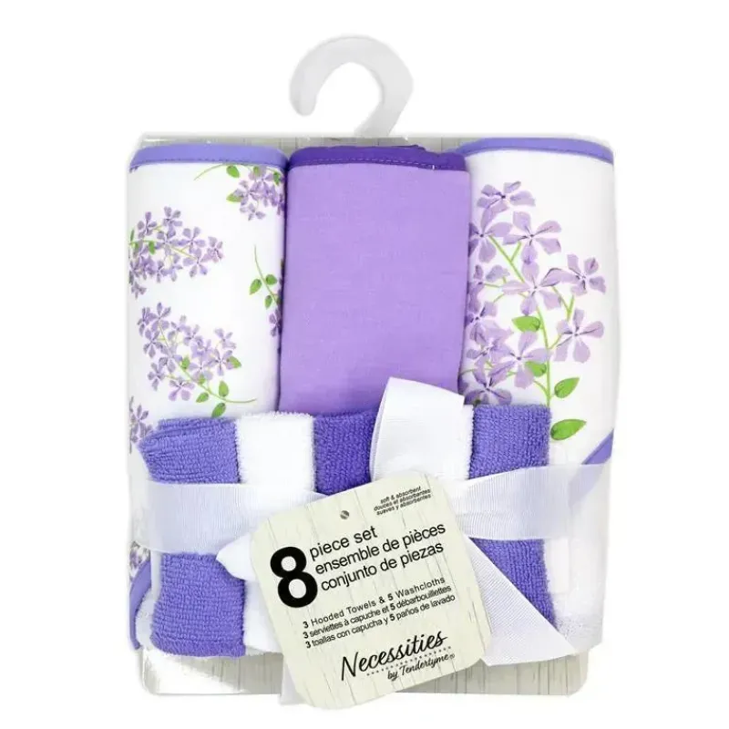 rose_textiles__conjunto_d_SKUJmwvgPOj_1.webp Rose Textiles - Conjunto de banho 8 unidades - 5 toalhas com capuz e 3 panos, floral roxo Sale