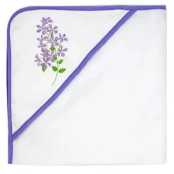 Rose Textiles - Conjunto de banho 8 unidades - 5 toalhas com capuz e 3 panos, floral roxo Sale