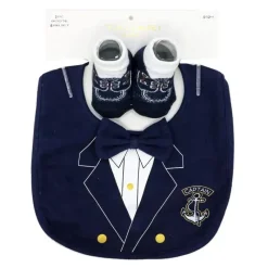 Rose Textiles - Conjunto de babador e meia para bebês, capitão Discount