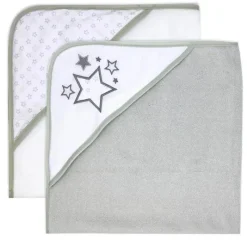 Rose Textiles - Conjunto de 2 toalhas com capuz, estrelas cinza Hot