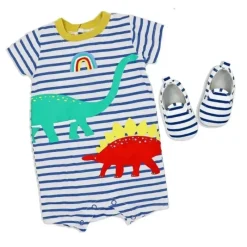 Rose Textiles - conjunto de macacão e sapato 2pk para bebê menino, dinossauro Clearance