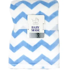Rose Textiles - Manta de lã coral, Chevron azul e branco Hot