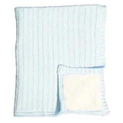 Rose Textiles - Manta Sherpa de malha de cabo, azul Clearance