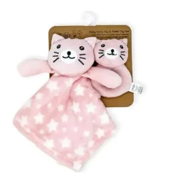 Rose Textiles - Nunu com chocalho de anel, gatinho rosa Hot