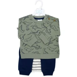 Rose Textiles - 3Pk Baby Boys French Terry Set, Dinosaur Green Online