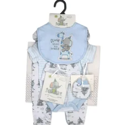 Rose Textiles - 6Pk Baby Boy Gift Set, Flump The Elephant Blue New