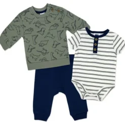 Rose Textiles - 3Pk Baby Boys French Terry Set, Dinosaur Outlet