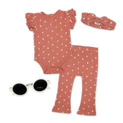 Rose Textiles - 4Pk Baby Girl Pant Set, Coral Floral Discount
