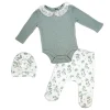 Rose Textiles - 3Pk Baby Girls Take Me Home Set, Blue Floral Clearance