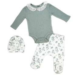 Rose Textiles - 3Pk Baby Girls Take Me Home Set, Blue Floral Clearance