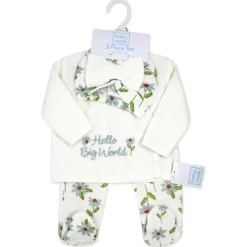 Rose Textiles - 3Pk Baby Girl Quilted Take Me Home Set, Hello Big World New