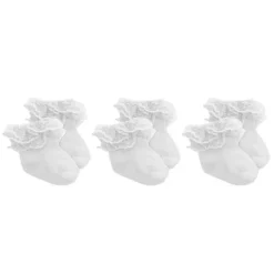 Rose Textiles - 3Pk Baby Girl Lace Trim Cuff Socks, White Online