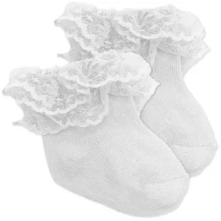 Rose Textiles - 3Pk Baby Girl Lace Trim Cuff Socks, White Online