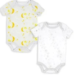 Rose Textiles - 2Pk Body Neutro Sólido para Bebê, Cinza Galáxia Clearance