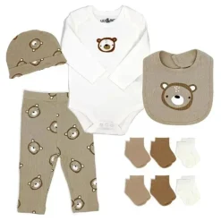 Rose Textiles - 10Pk Neutral Socks Hanging Set, Beige Bear Online