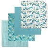 Rose Textiles - 4Pk Receiving Blanket Teal Dino Online