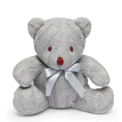 Rose Textiles - Urso de malha de cabo, cinza New
