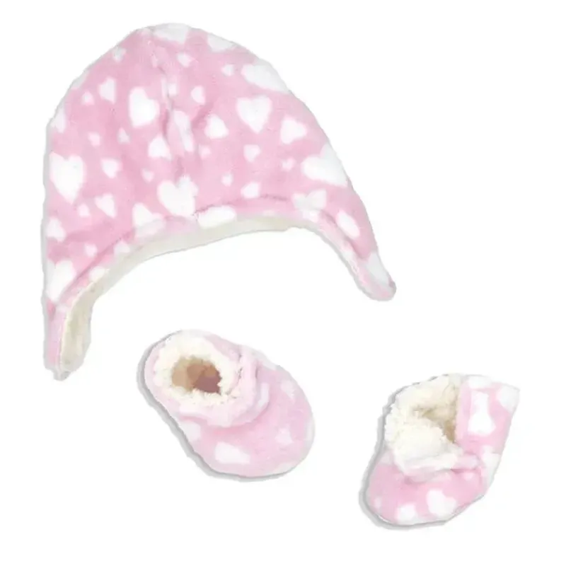rose_txteis__conjunto_de__SKUItJTK15V_0.webp Rose Textiles Rose Têxteis - Conjunto de boina e chapéu de pelúcia com estampa de bebê menina, rosa Online