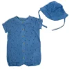 Rose Textiles Rose Têxteis - conjunto de macacão e chapéu de musselina 2pk para bebê menino, palmeira New