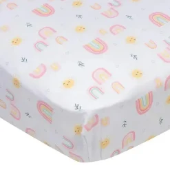 Gerber Roupa de Cama - Lençol de Berço de 1 Unidade - Arco-íris de Menina Hot