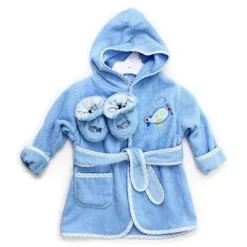 SpaSilk Roupão de banho algodão com capuz e botas - avião azul Fashion