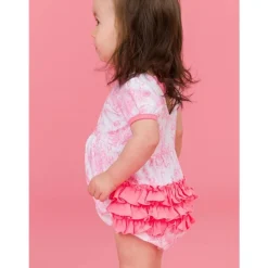 RuffleButts - Baby Girl Puff Short Sleeve Bow Bubble Romper Sale