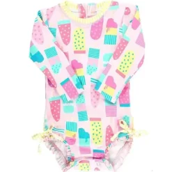 RuffleButts - Baby Girl Social One Piece Rash Guard, Sorvete Discount