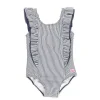 RuffleButts - Baby Girl Stripe Waterfall One Piece, azul marinho Hot