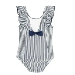 RuffleButts - Baby Girl Stripe Waterfall One Piece, azul marinho Hot