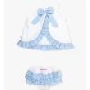 RuffleButts - Baby Girls White & Light Blue Swing Top & Bloomer Set White New