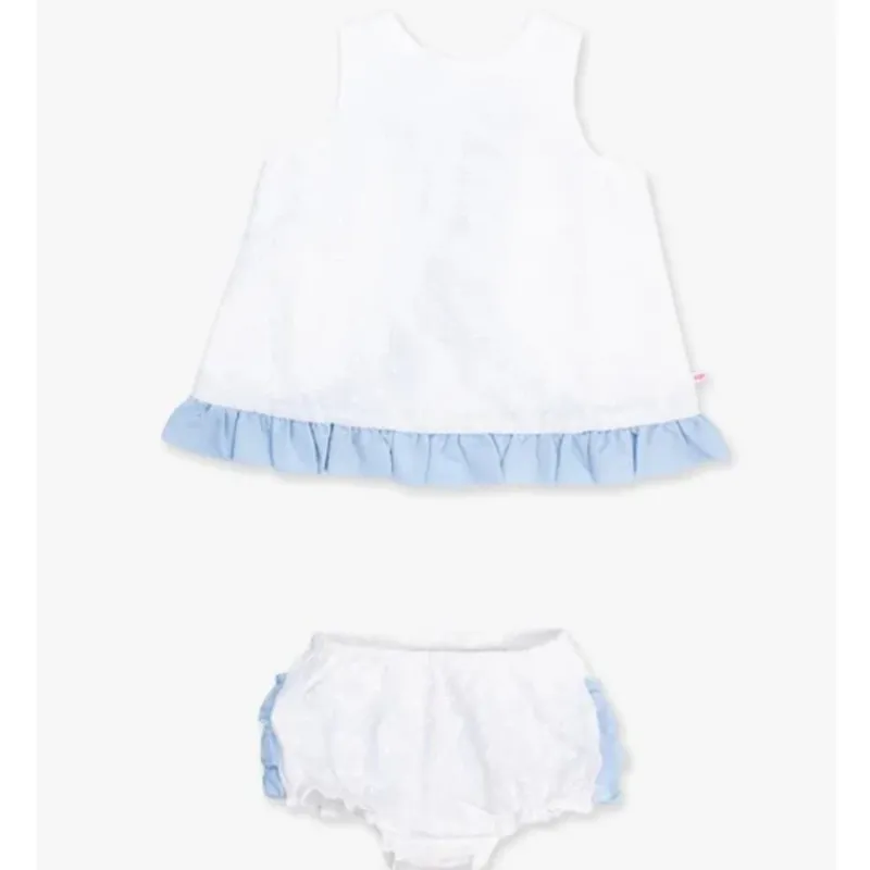 rufflebutts__baby_girls_w_SKUONH1u1ho_2.webp RuffleButts - Baby Girls White & Light Blue Swing Top & Bloomer Set White New