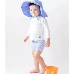RuffleButts – Calções de banho para bebé menino azul pervinca Seersucker Outlet