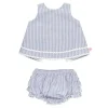 RuffleButts - conjunto de top e flor de bebê azul Seersucker Ric Rac Swing New