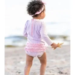 RuffleButts - Lilás Seersucker One Piece Rash Guard Online