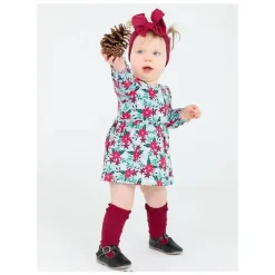RuffleButts - Pacote com 3 meias de babados na altura do joelho para meninas, cereja escuro, branco e vermelho verde abeto Discount