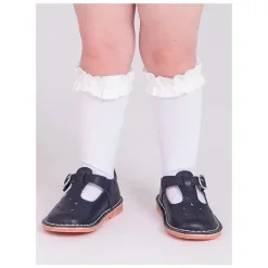 RuffleButts - Pacote com 3 meias de babados na altura do joelho para meninas, cereja escuro, branco e vermelho verde abeto Discount