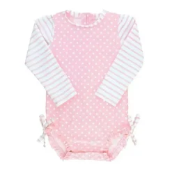 RuffleButts - Rash Guard de manga comprida para bebê menina, polca rosa Online