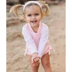RuffleButts - Rash Guard de manga comprida para bebê menina, polca rosa Online