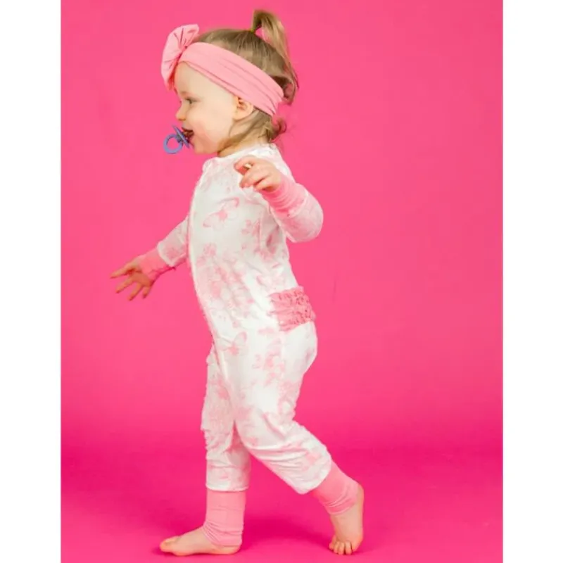 rufflebutts__ruffle_one_p_SKUCsgZaLJL_0.webp RuffleButts - Ruffle One Piece Convertible Pajamas, Bubblegum Pink New