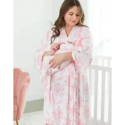 RuffleButts - Women's Maternity Robe Os Bubblegum Pink Hot